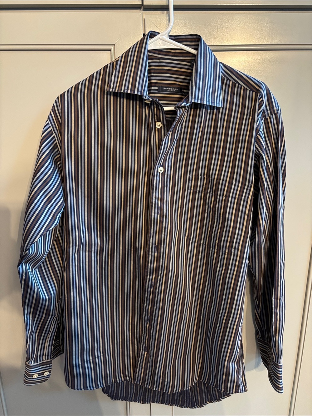 Beautiful Men’s Burberry London Earth tones long sleeve shirt Sz S